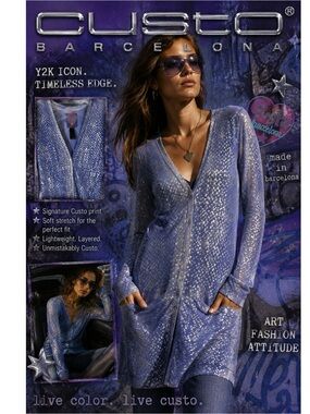 Custo Barcelona Women's Blue Sparkle Long Cardigan Sz:XS